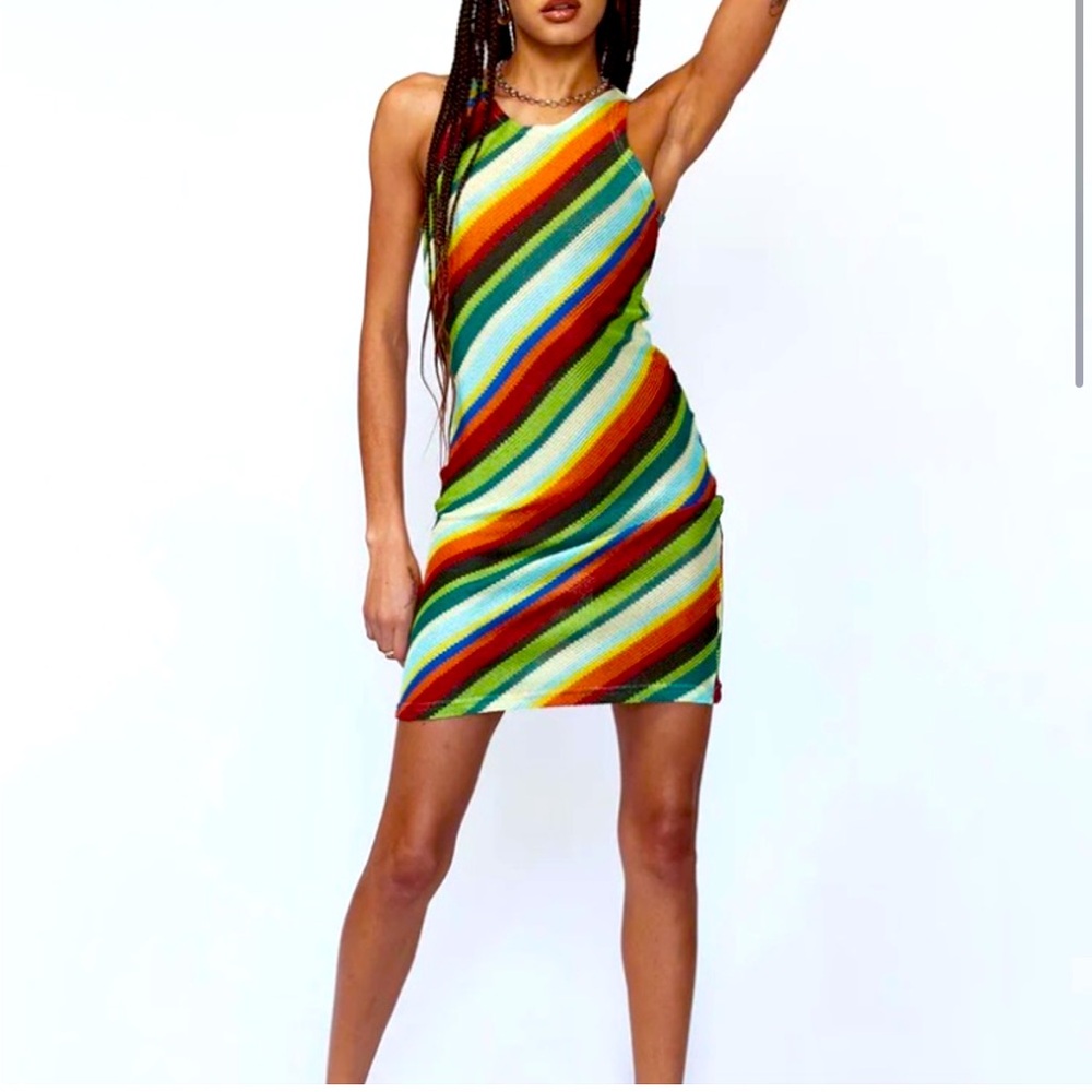 Princess Polly Green and Blue body-con dress and or swim cover, size 6